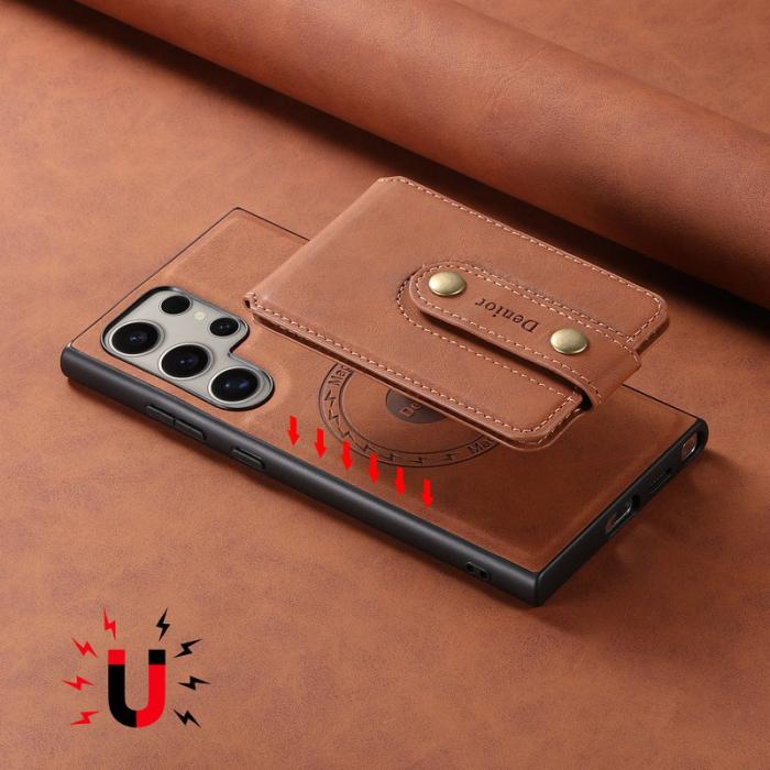 DENIOR - DENIOR D14 Samsung Galaxy S23 Ultra Magnetiskt Fodral PU+PC+TPU Brun