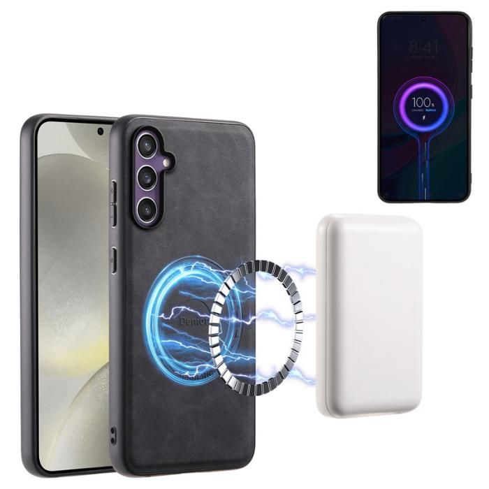 DENIOR - DENIOR D14 Samsung Galaxy S24 Fodral i äkta läder - Svart