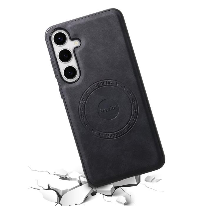 DENIOR - DENIOR D14 Samsung Galaxy S24 Plus Fodral Äkta läder Svart