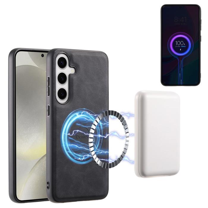 DENIOR - DENIOR D14 Samsung Galaxy S24 Plus Fodral Äkta läder Svart