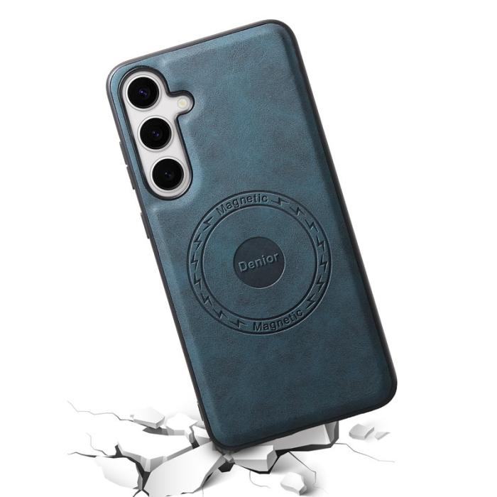 DENIOR - DENIOR D14 Samsung Galaxy S24 Plus Fodral Äkta läder Blå