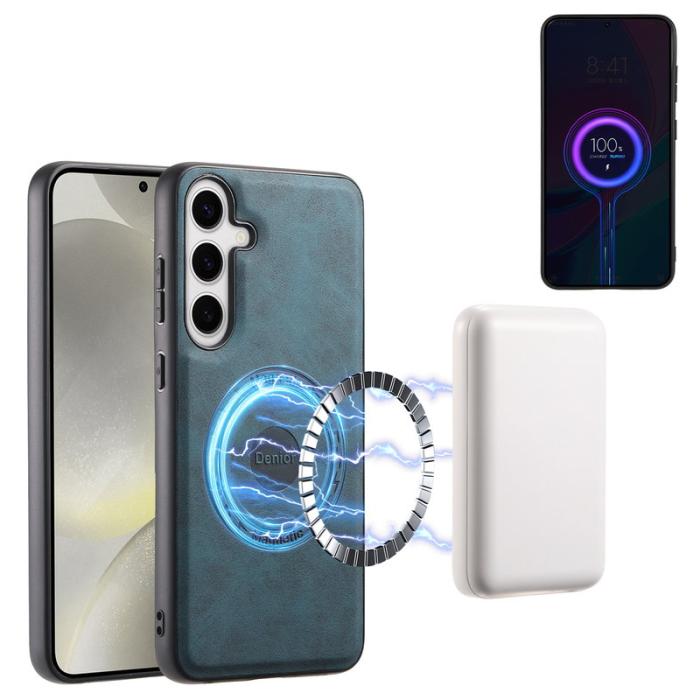 DENIOR - DENIOR D14 Samsung Galaxy S24 Plus Fodral Äkta läder Blå