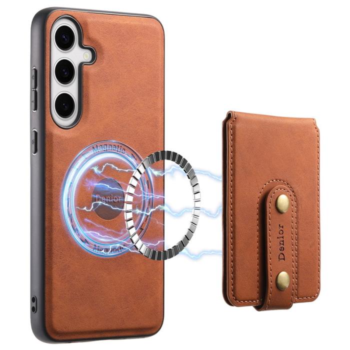 DENIOR - DENIOR D14 Samsung Galaxy S24 Plus Fodral Äkta läder Brun