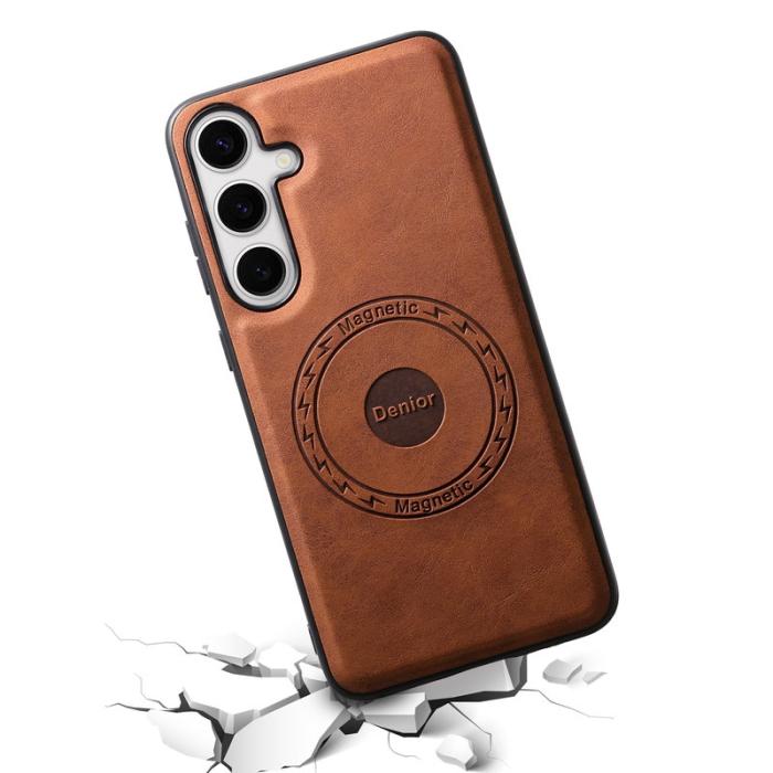 DENIOR - DENIOR D14 Samsung Galaxy S24 Plus Fodral Äkta läder Brun