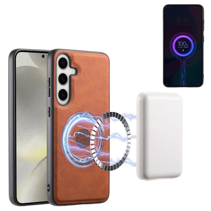 DENIOR - DENIOR D14 Samsung Galaxy S24 Plus Fodral Äkta läder Brun