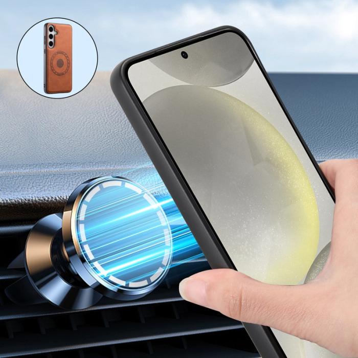 DENIOR - DENIOR D14 Samsung Galaxy S24 Plus Fodral Äkta läder Brun