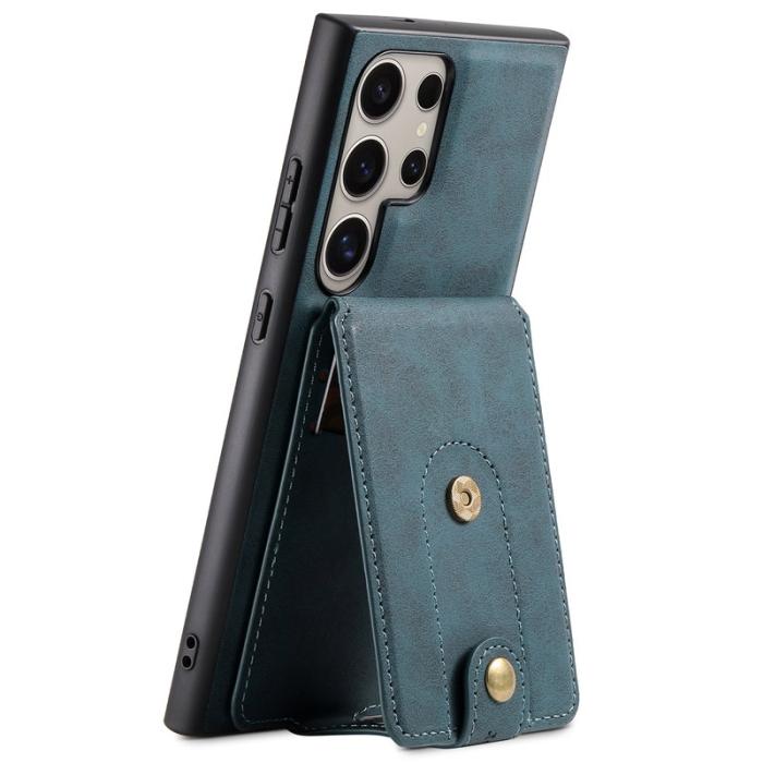 DENIOR - DENIOR D14 Samsung Galaxy S24 Ultra Magnetiskt Fodral Läder+PC+TPU Blå