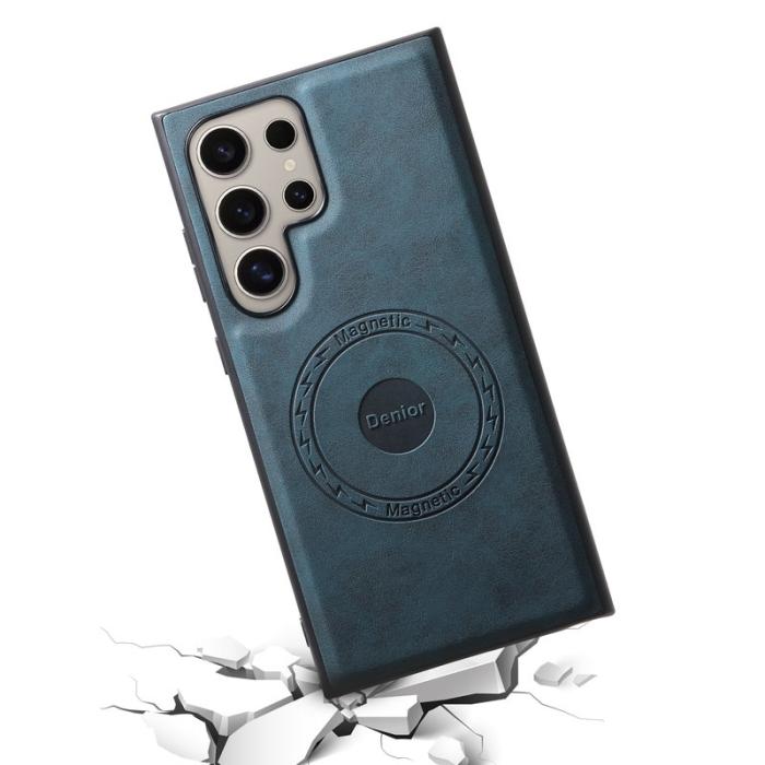 DENIOR - DENIOR D14 Samsung Galaxy S24 Ultra Magnetiskt Fodral Läder+PC+TPU Blå