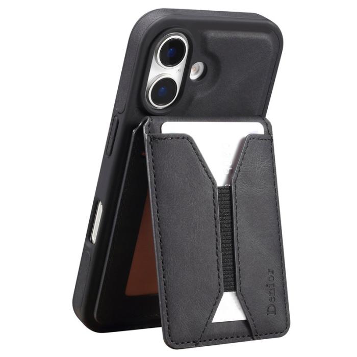 DENIOR - DENIOR D17 iPhone 16 Fodral i äkta läder - Svart