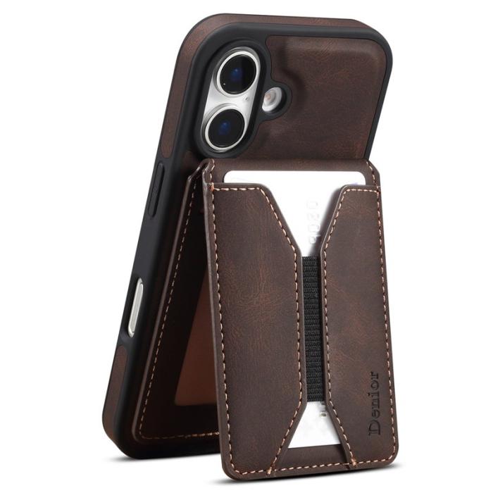 DENIOR - DENIOR D17 iPhone 16 Fodral i äkta läder - Brun