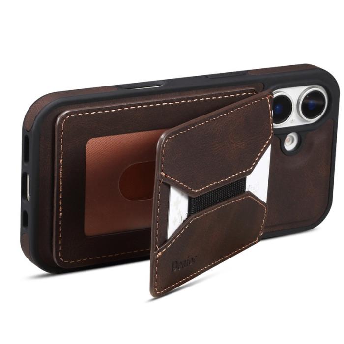 DENIOR - DENIOR D17 iPhone 16 Fodral i äkta läder - Brun