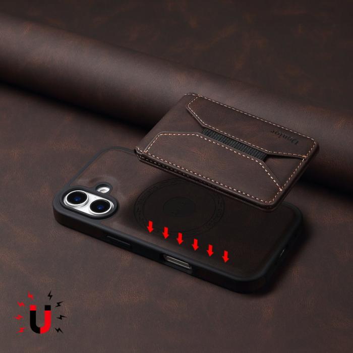 DENIOR - DENIOR D17 iPhone 16 Fodral i äkta läder - Brun