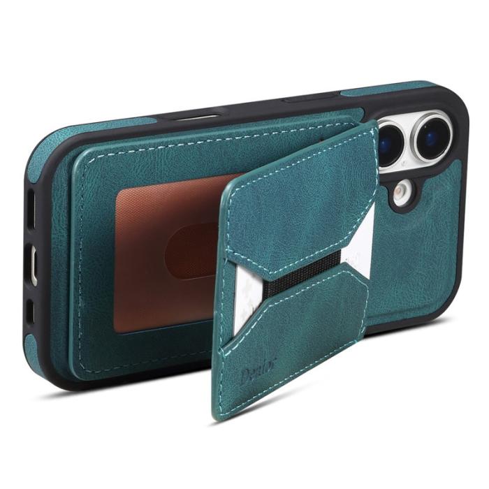 DENIOR - DENIOR D17 iPhone 16 Plus Fodral i äkta läder - Blå