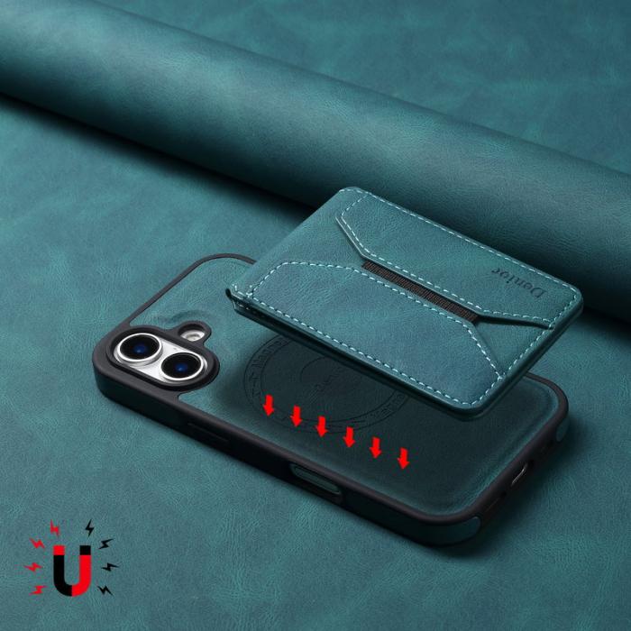 DENIOR - DENIOR D17 iPhone 16 Plus Fodral i äkta läder - Blå