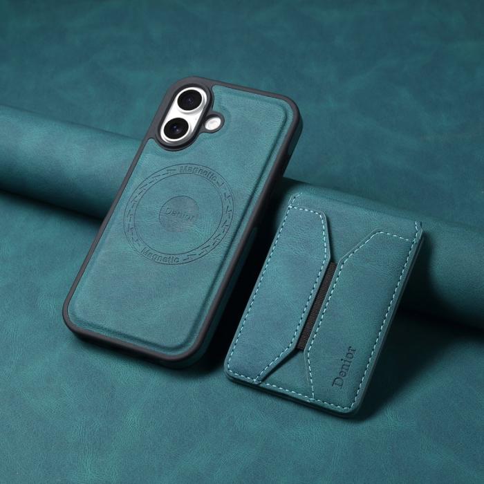 DENIOR - DENIOR D17 iPhone 16 Plus Fodral i äkta läder - Blå