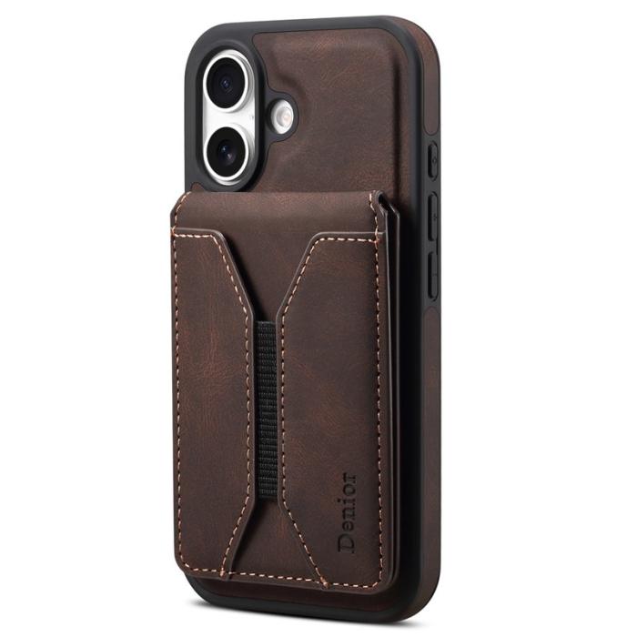 DENIOR - DENIOR D17 iPhone 16 Plus Fodral i äkta läder - Brun