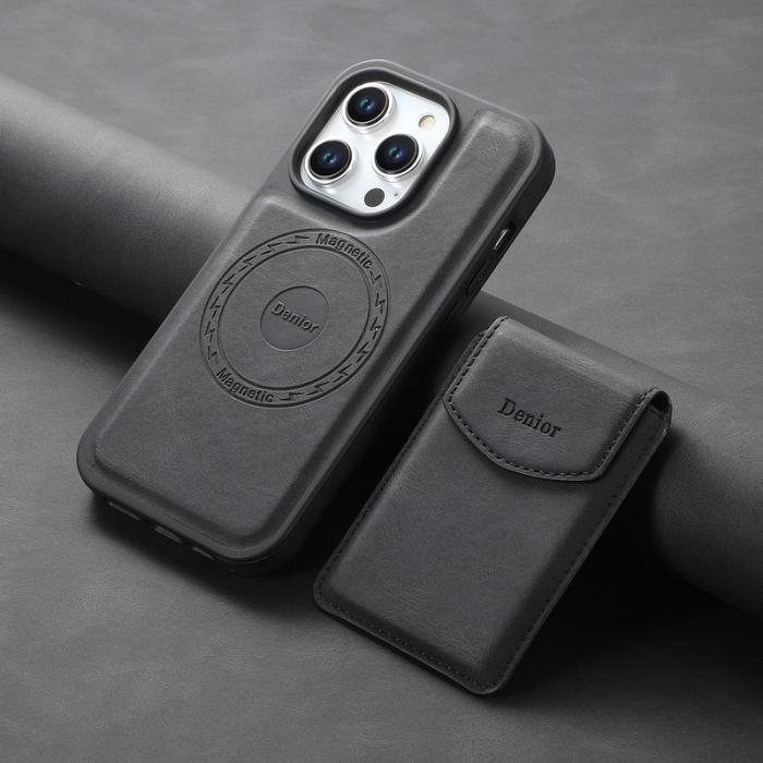 DENIOR - DENIOR D19 iPhone 15 Pro Skal Läder+PC+TPU Svart