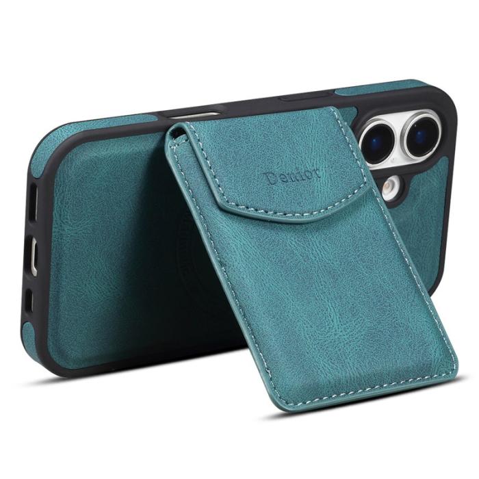 DENIOR - DENIOR D19 iPhone 16 Plus Magnetfodral Läder+PC+TPU Blå
