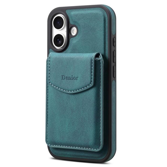 DENIOR - DENIOR D19 iPhone 16 Plus Magnetfodral Läder+PC+TPU Blå