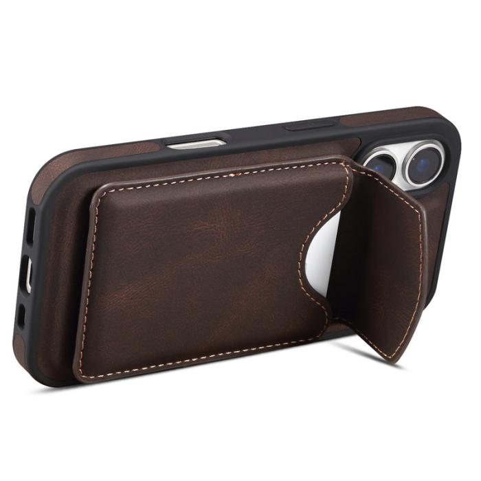 DENIOR - DENIOR D19 iPhone 16 Plus Skal Läder+PC+TPU Brun