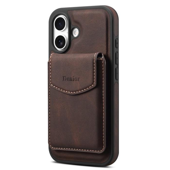DENIOR - DENIOR D19 iPhone 16 Plus Skal Läder+PC+TPU Brun