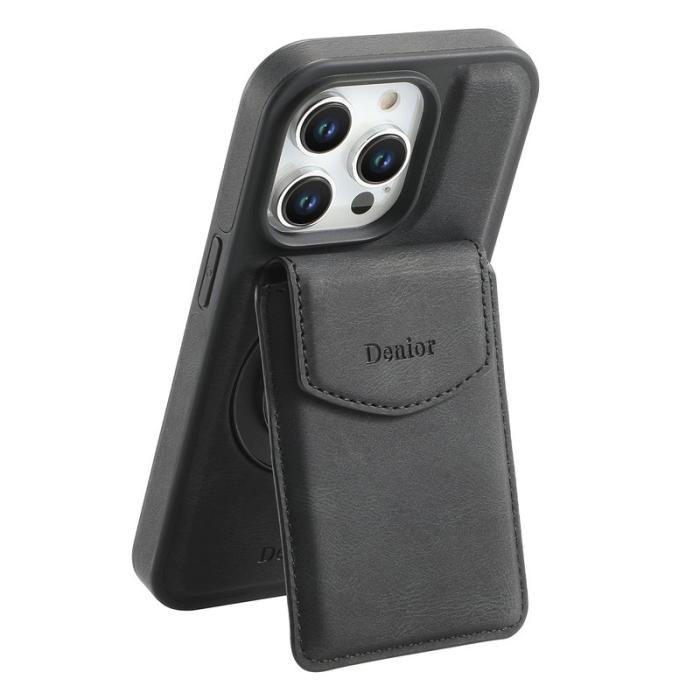 DENIOR - DENIOR D20 iPhone 15 Pro Max Fodral Läder+PC+TPU Svart