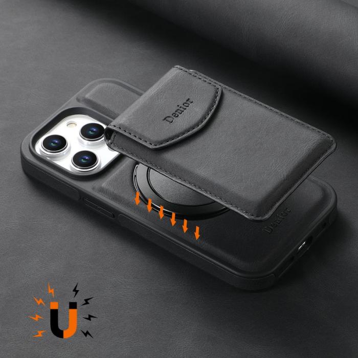 DENIOR - DENIOR D20 iPhone 15 Pro Max Fodral Läder+PC+TPU Svart