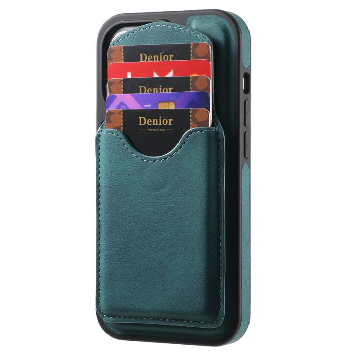 DENIOR - DENIOR D20 iPhone 16 Fodral Avtagbar Kortväska Läder+PC+TPU Blå