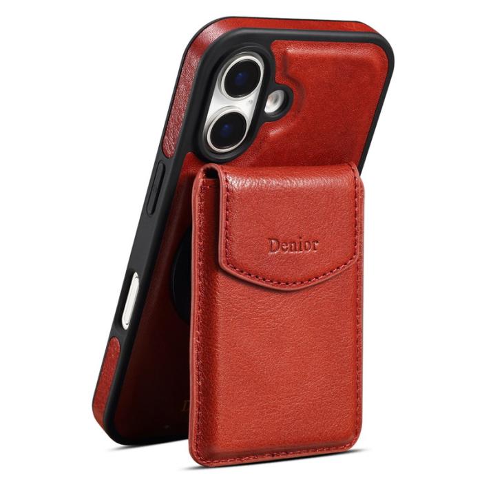 DENIOR - DENIOR D22 iPhone 16 Plus Fodral Av äkta läder - Röd