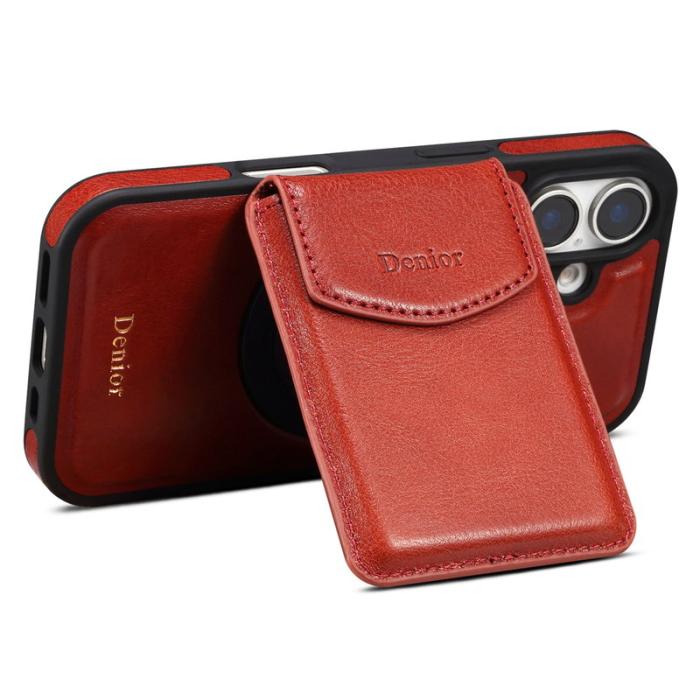 DENIOR - DENIOR D22 iPhone 16 Plus Fodral Av äkta läder - Röd