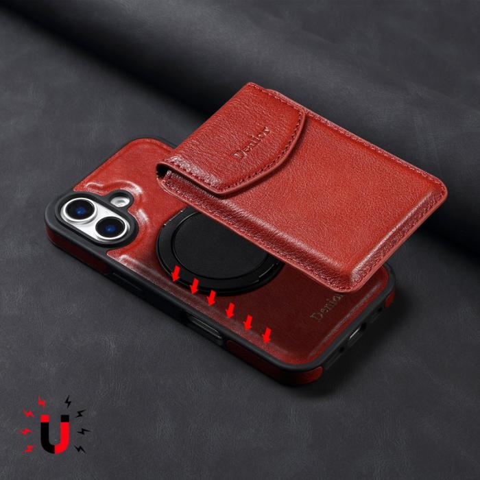 DENIOR - DENIOR D22 iPhone 16 Plus Fodral Av äkta läder - Röd