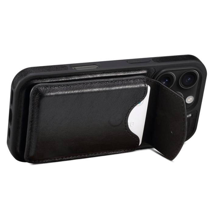 DENIOR - DENIOR D22 iPhone 16 Pro Max Fodral Äkta Läder Svart