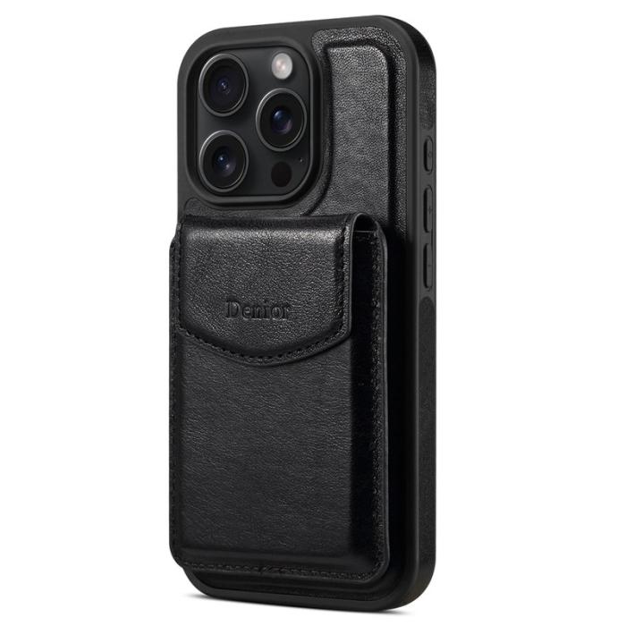 DENIOR - DENIOR D22 iPhone 16 Pro Max Fodral Äkta Läder Svart