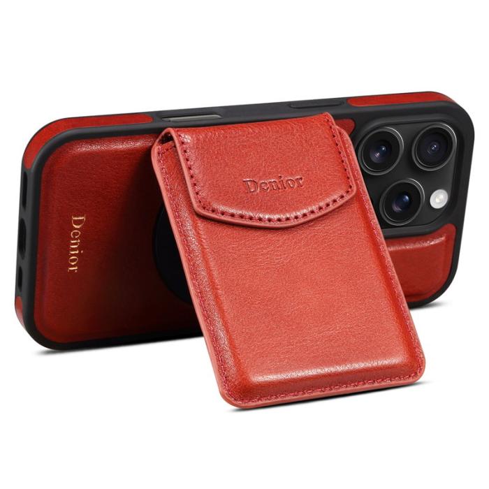 DENIOR - DENIOR D22 iPhone 16 Pro Max Fodral Äkta Läder Röd