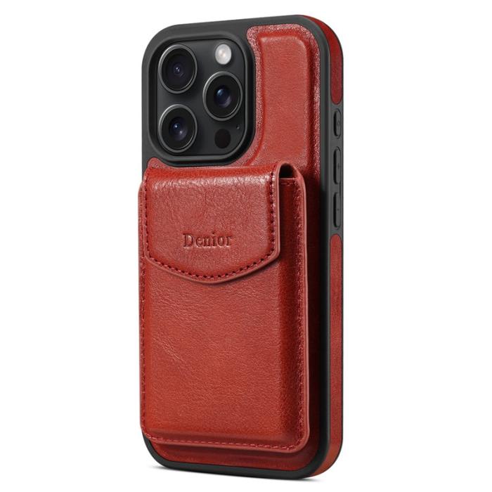 DENIOR - DENIOR D22 iPhone 16 Pro Max Fodral Äkta Läder Röd