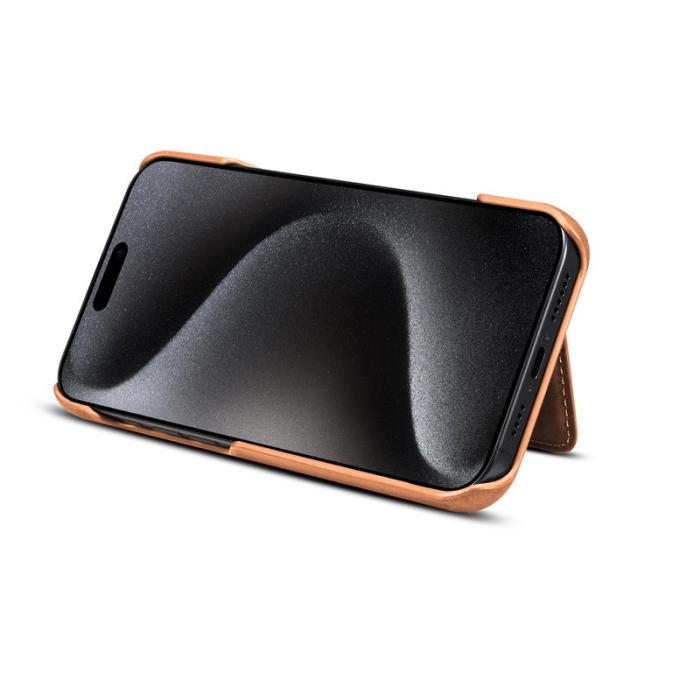 DENIOR - DENIOR D27 iPhone 16 Pro Skal Äkta Läder Magnetiskt Brun