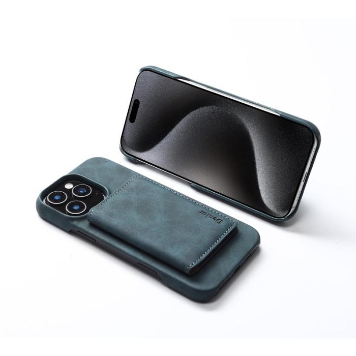 DENIOR - DENIOR D27 iPhone 16 Pro Max Skal Äkta Läder RFID Blå