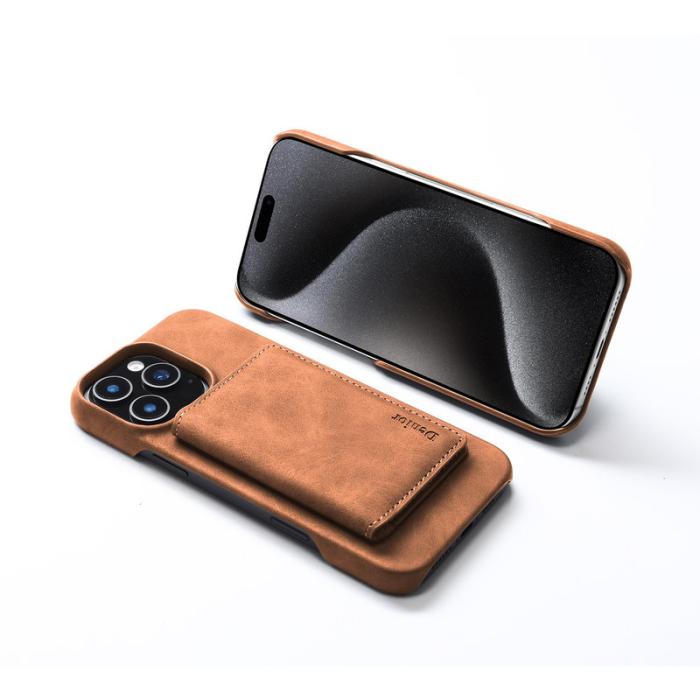 DENIOR - DENIOR D27 iPhone 16 Pro Max Skal Äkta Läder Magnetisk Brun