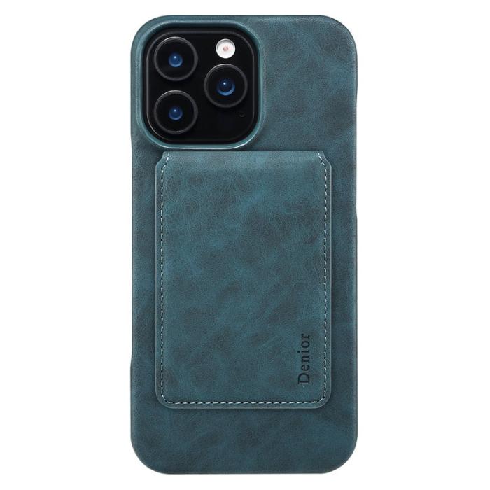 DENIOR - DENIOR D28 iPhone 16 Pro Fodral Äkta Läder Magnet Blå