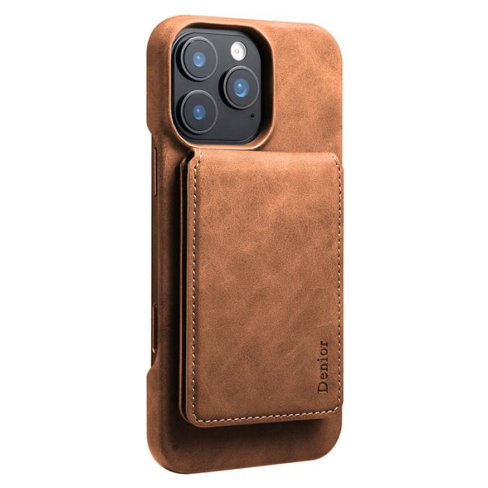 DENIOR - DENIOR D28 iPhone 16 Pro Max Fodral Äkta Läder Brun
