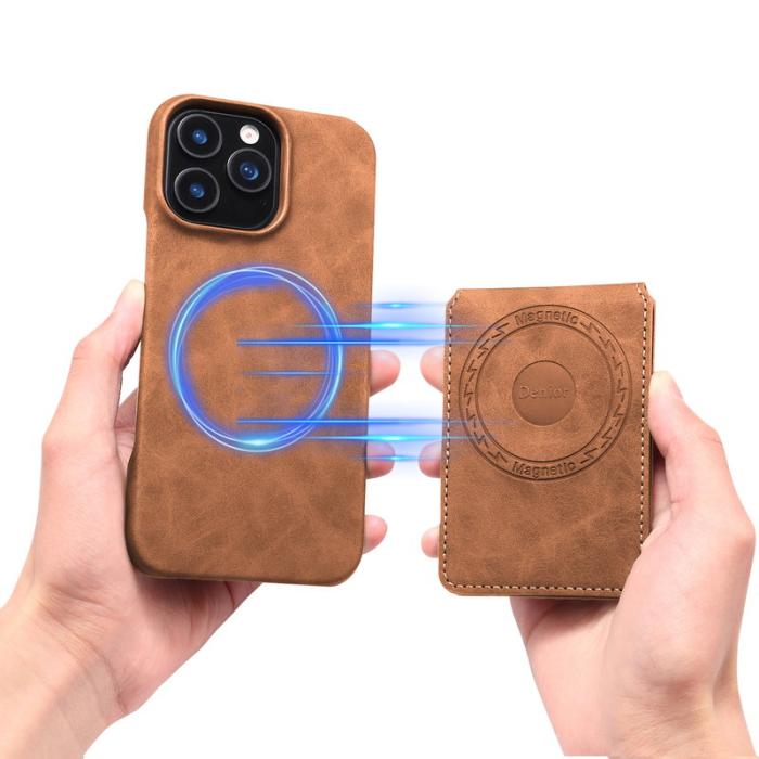 DENIOR - DENIOR D28 iPhone 16 Pro Max Fodral Äkta Läder Brun