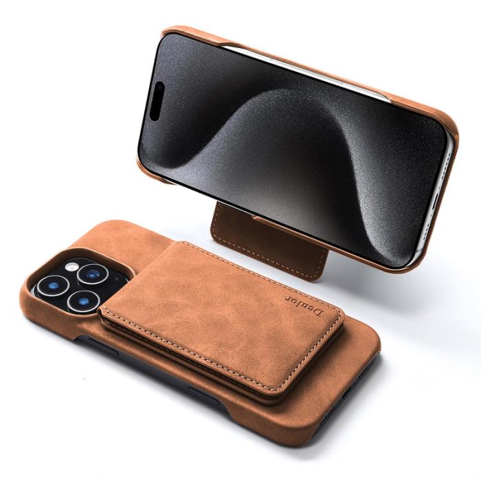 DENIOR - DENIOR D28 iPhone 16 Pro Max Fodral Äkta Läder Brun