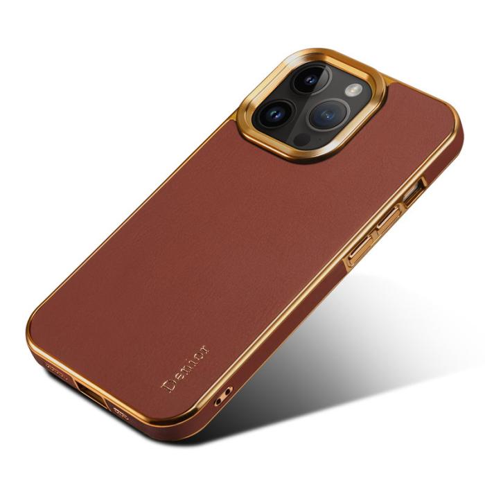 DENIOR - DENIOR iPhone 12/12 Pro Skal i äkta läder och PC - Brun