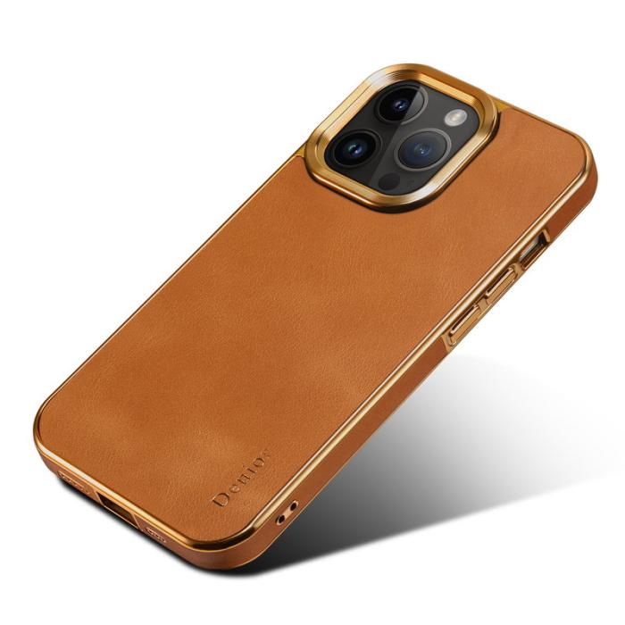 DENIOR - DENIOR iPhone 14 Pro Max Fodral i äkta läder + PC - Khaki