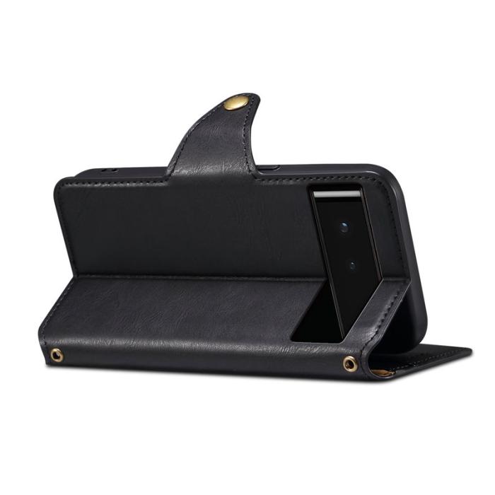 DENIOR - DENIOR Google Pixel 6 Stöttåligt Fodral Läder - Svart