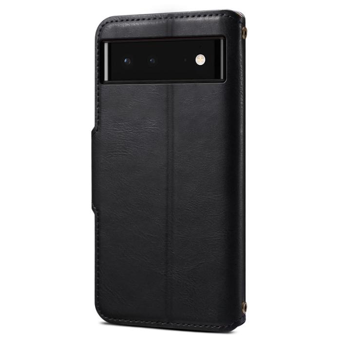 DENIOR - DENIOR Google Pixel 6 Stöttåligt Fodral Läder - Svart