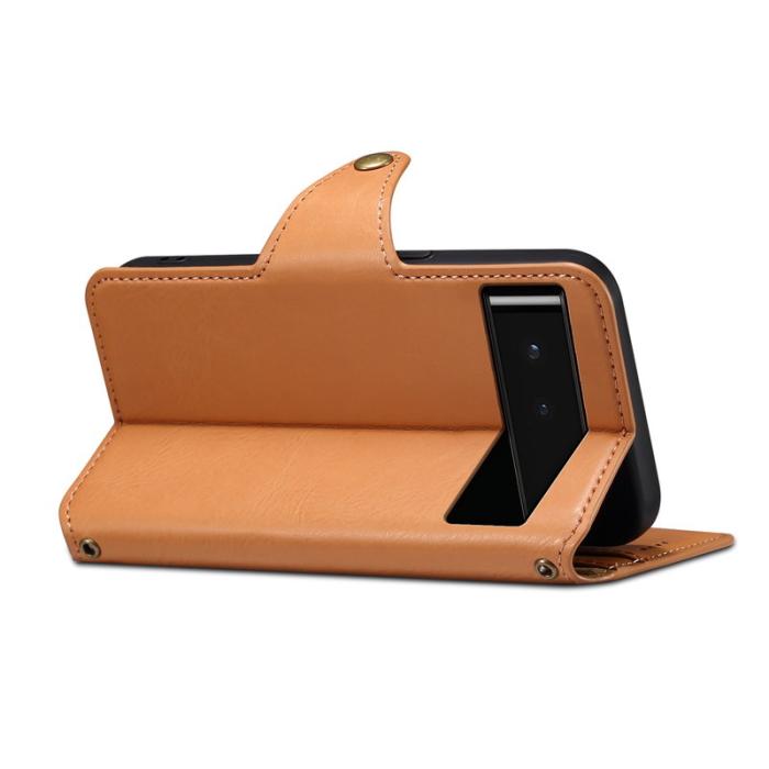 DENIOR - DENIOR Google Pixel 6 Skal Äkta Läder Stötsäker - Khaki