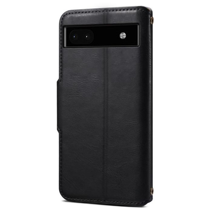DENIOR - DENIOR Google Pixel 6a Plånboksfodral Äkta Läder Svart