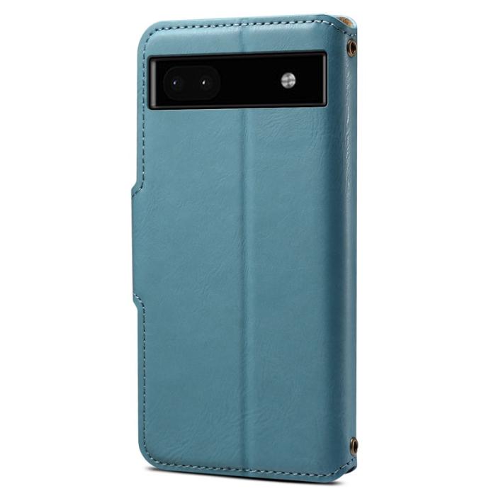 DENIOR - DENIOR Google Pixel 6a Plånboksfodral Äkta Läder Blå