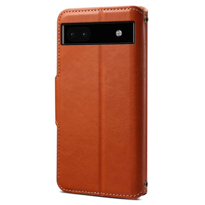 DENIOR - DENIOR Google Pixel 6a Plånboksfodral Äkta Läder - Brun